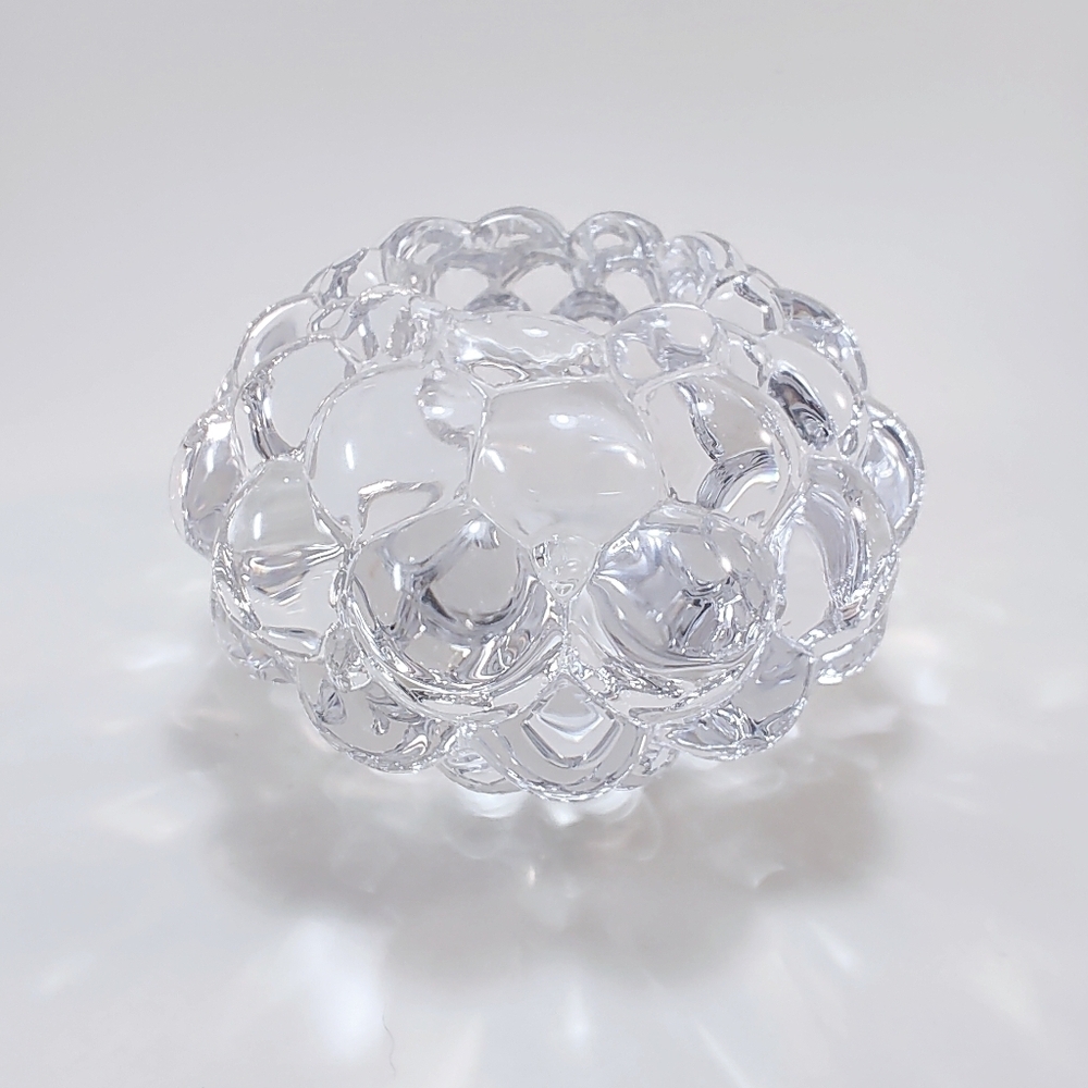 Vintage Orrefors Crystal Raspberry Votive Candle Holder Bubble Art Glass